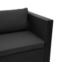 Poly-Rattan Gartenlounge Set schwarz mit dunkelgrauen Kissen