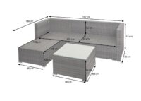 Poly-Rattan Gartenlounge Set schwarz mit dunkelgrauen Kissen