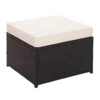 Poly-Rattan Gartenlounge Set schwarz mit Staufach und cremefarbenen Kissen