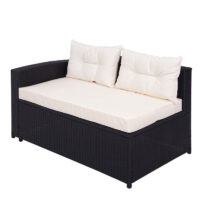 Poly-Rattan Gartenlounge Set schwarz mit Staufach und cremefarbenen Kissen