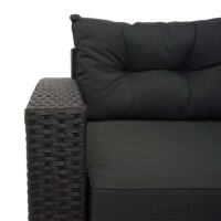 Poly-Rattan Loungeset schwarz mit Staufach und dunkelgrauen Kissen