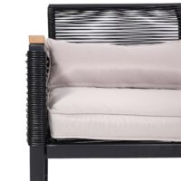 Gartenlounge Sofa mit Seilgeflecht und hellgrauen Polstern