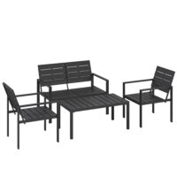 Gartenmöbel Set Lounge Sitzgruppe für 4 Personen schwarz