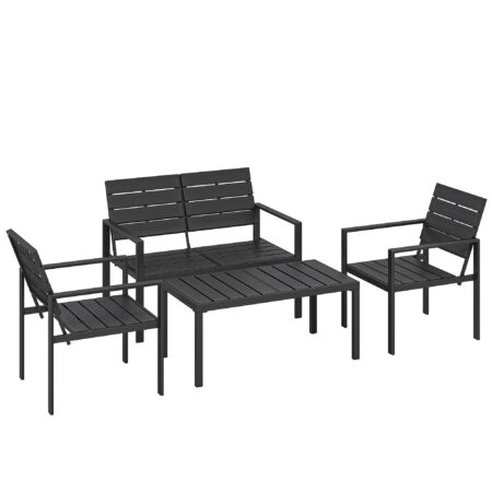 Gartenmöbel Set Lounge Sitzgruppe für 4 Personen schwarz