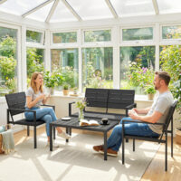 Gartenmöbel Set Lounge Sitzgruppe für 4 Personen schwarz