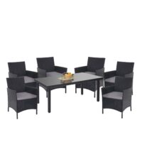 Poly-Rattan Gartenmöbel Set anthrazit mit Kissen für Balkon