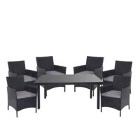 Poly-Rattan Gartenmöbel Set anthrazit mit Kissen für Balkon