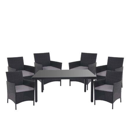 Poly-Rattan Gartenmöbel Set anthrazit mit Kissen für Balkon