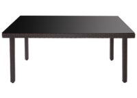 Poly-Rattan Gartenmöbel Set braun mit cremefarbenen Kissen für Balkon