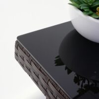 Poly-Rattan Gartenmöbel Set braun mit cremefarbenen Kissen für Balkon