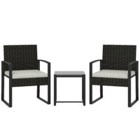 Gartenmöbel Set Rattan 3-teilig mit Stühlen und Tisch