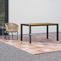 Gartenmöbel Set Rattan mit 4 Stühlen 1 Tisch und Kissen für Terrasse