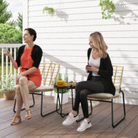 Gartenmöbel Set Rattan mit 2 Stühlen 1 Tisch und Sitzkissen beige braun