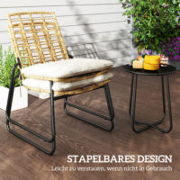 Gartenmöbel Set Rattan mit 2 Stühlen 1 Tisch und Sitzkissen beige braun