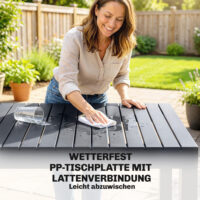 Gartenmöbel Set für 4 Personen mit Tisch und Stühlen dunkelgrau