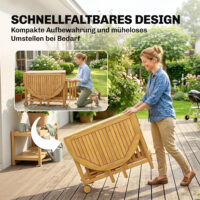Gartenmöbel Set 7-teilig klappbar mit Tisch und 6 Stühlen Holz