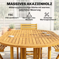 Gartenmöbel Set 7-teilig klappbar mit Tisch und 6 Stühlen Holz