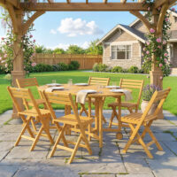 Gartenmöbel Set 7-teilig klappbar mit Tisch und 6 Stühlen Holz