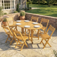 Gartenmöbel Set 7-teilig klappbar mit Tisch und 6 Stühlen Holz