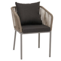 Gartenmöbel Set aus Aluminium grau Tisch 140x80 cm mit 4 Stühlen wetterfest