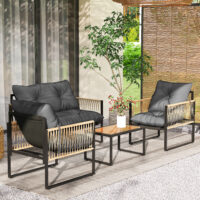 Gartenmöbel Set 4-teilig mit Sofa und Tisch Polyrattan anthrazit