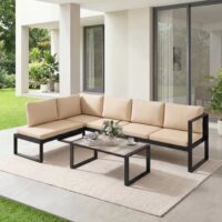 Gartenmöbel-Set Sofa Tisch 4-teilig für Balkon khaki