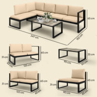 Gartenmöbel-Set Sofa Tisch 4-teilig für Balkon khaki