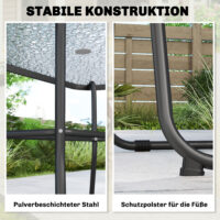Gartenmöbel Set mit Glastisch 6 Klappstühlen und Sonnenschirm grau