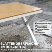 Gartenmöbel Set Sitzgruppe 7-teilig mit Tisch und 6 Stühlen Holzoptik