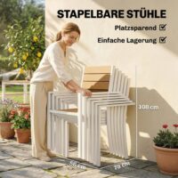 Gartenmöbel Set Sitzgruppe 7-teilig mit Tisch und 6 Stühlen Holzoptik