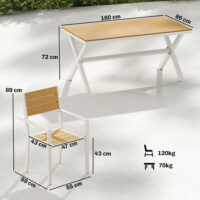 Gartenmöbel Set Sitzgruppe 7-teilig mit Tisch und 6 Stühlen Holzoptik