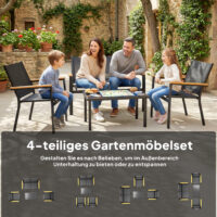 Gartenmöbel Set Sitzgruppe für 4 Personen mit Tisch Metall