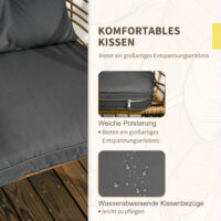 Modernes und gemütliches dreiteiliges Gartenmöbel-Set.