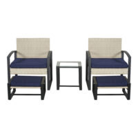 Exklusives Gartenmöbelset Capaci, 5-teilig, aus Rattan, mit Fußteilen für maximale Entspannung auf der Terrasse.