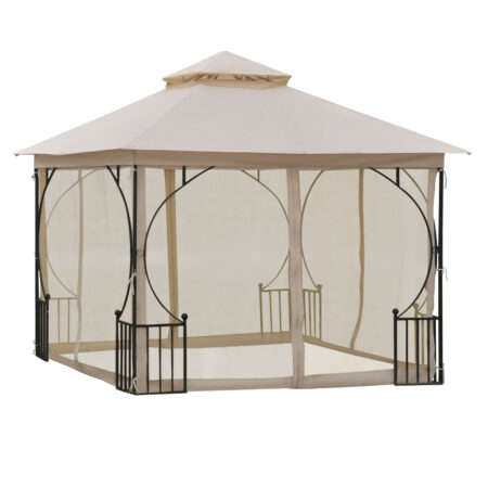Gartenpavillon wetterfest mit Befestigung 3x3m beige schwarz