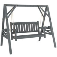 Gartenschaukel 2-Sitzer mit Ablagen und Getränkehalter aus Holz