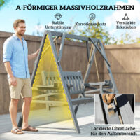 Gartenschaukel 2-Sitzer mit Ablagen und Getränkehalter aus Holz