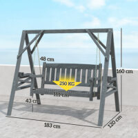 Gartenschaukel 2-Sitzer mit Ablagen und Getränkehalter aus Holz