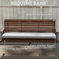 Gartenschaukel 3-Sitzer mit Sitzauflage und Ablagen aus Holz
