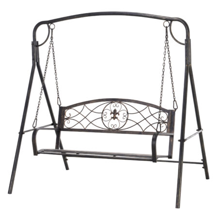 Gartenschaukelbank Outdoor im Vintage Design mit Messing-Optik