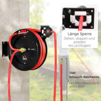 Gartenschlauchaufroller automatisch wandmontiert 15m Metall