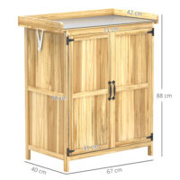 Gartenschrank mit Edelstahl Arbeitsfläche für aussen Holz