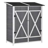 Gartenschrank mit Doppeltür und Dach für Gartenwerkzeug Holz