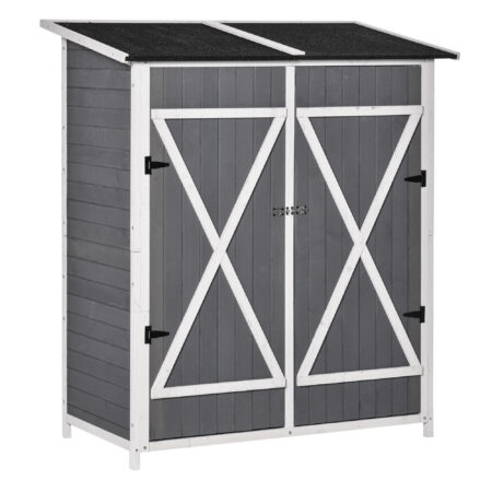 Gartenschrank mit Doppeltür und Dach für Gartenwerkzeug Holz