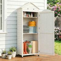 Gartenschrank extra hoch mit Ablage und belüftetem Dach Holz