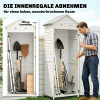 Gartenschrank extra hoch mit Ablage und belüftetem Dach Holz