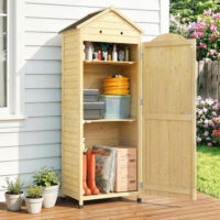 Gartenschrank hoch mit Ablage und Belüftung für Garten Holz