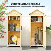 Gartenschrank hoch mit Ablage und Belüftung für Garten Holz