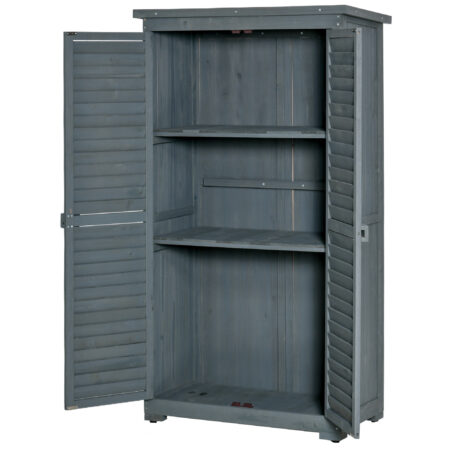 Gartenschrank mit Pultdach und Lamellentüren für Garten Holz