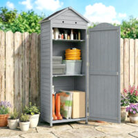 Gartenschrank hoch mit verstellbarer Ablage und Belüftung Holz